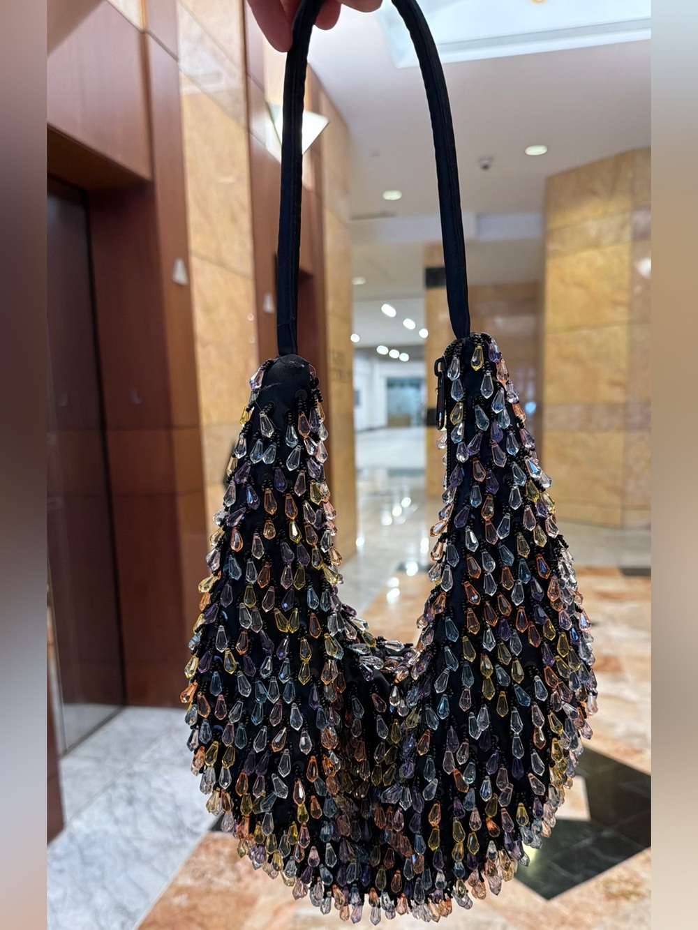 TIANNI Vintage Multicolor Beaded Accent Shoulder Bag